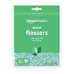 Amazon Basics Mint Dental Flossers 90 Count Floss Picks-0