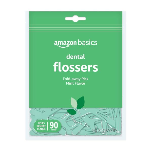Amazon Basics Mint Dental Flossers 90 Count Floss Picks-0
