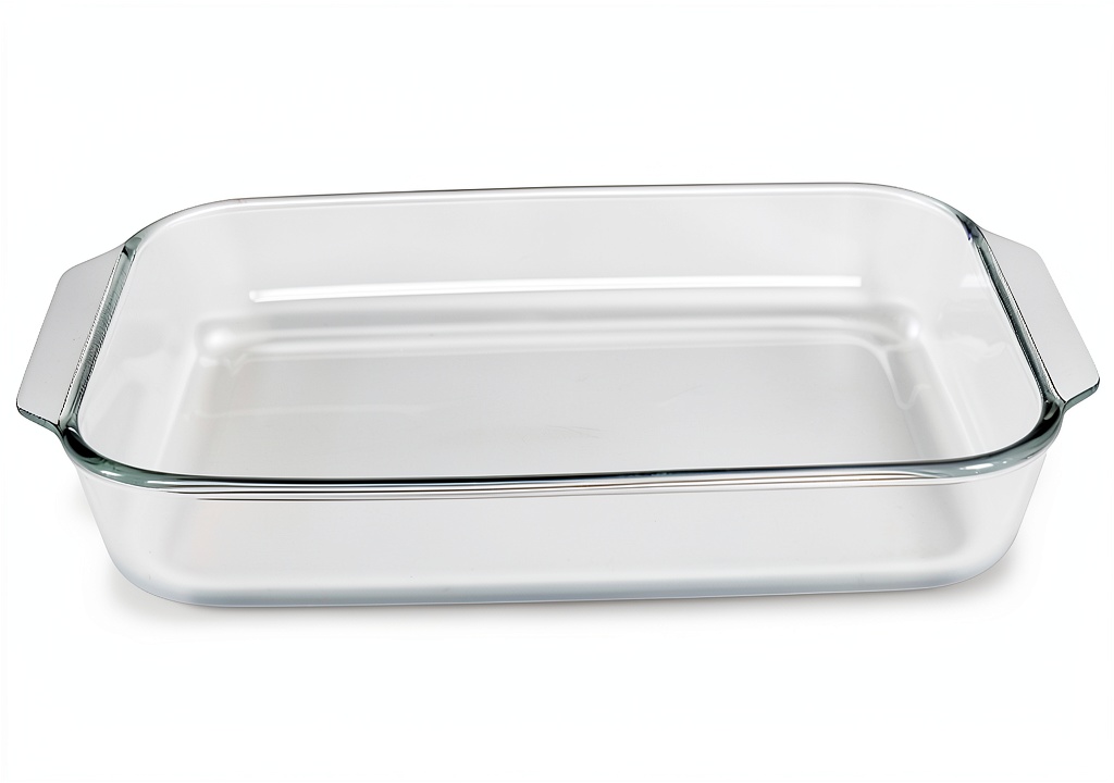 Installing Generic Glass Lasagna Pan Durable Tempered Bakeware Kitchen on a wooden kitchen counter