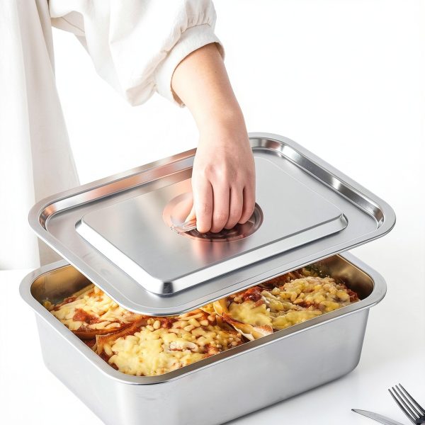 CozyState Lasagna Pan Stainless Steel with Lid Oven Safe-7