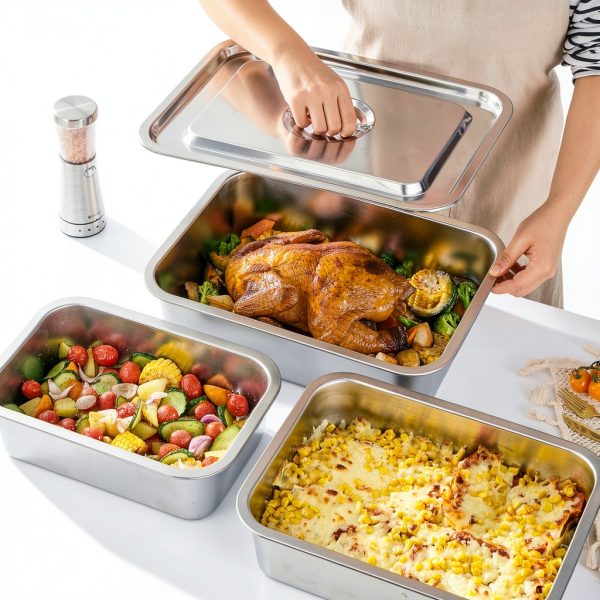 CozyState Lasagna Pan Stainless Steel with Lid Oven Safe-2