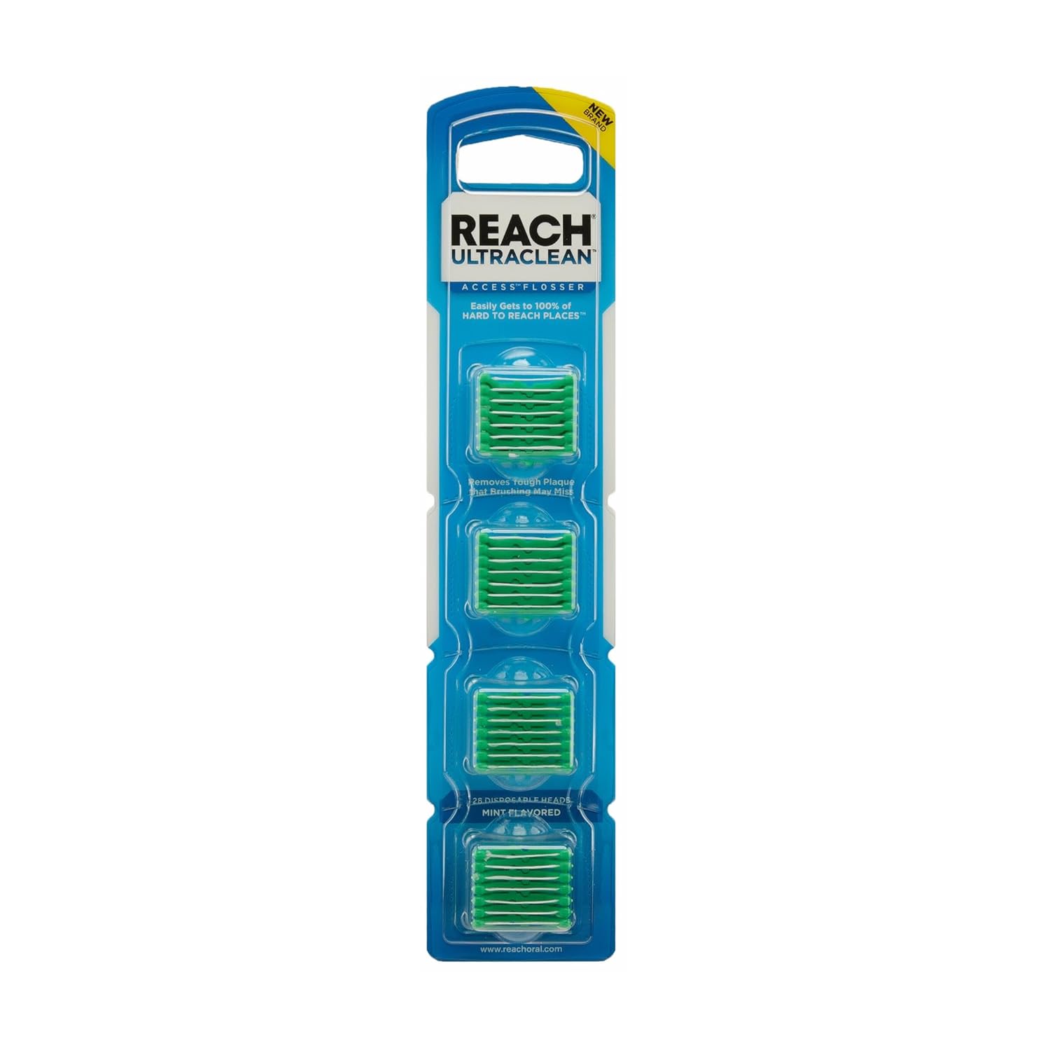 REACH flosser refill heads displayed in mint flavor packaging