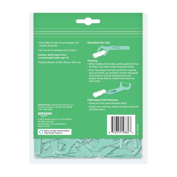 Amazon Basics Mint Dental Flossers 90 Count Floss Picks-1