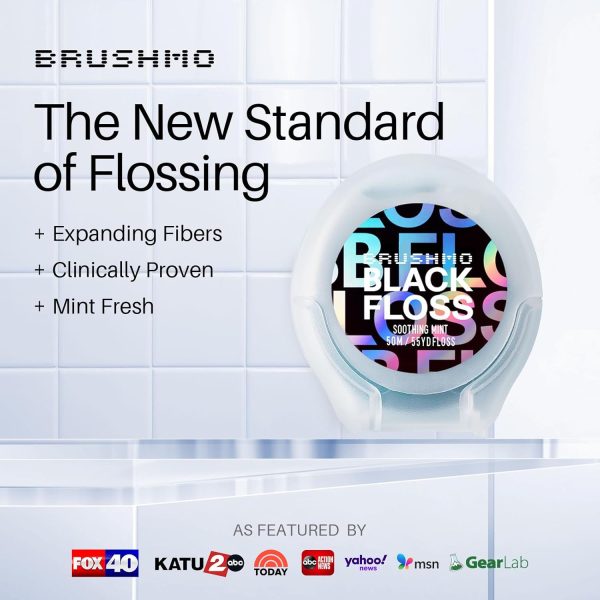 Brushmo Black Floss Dental Plaque Removal Vegan Mint-1