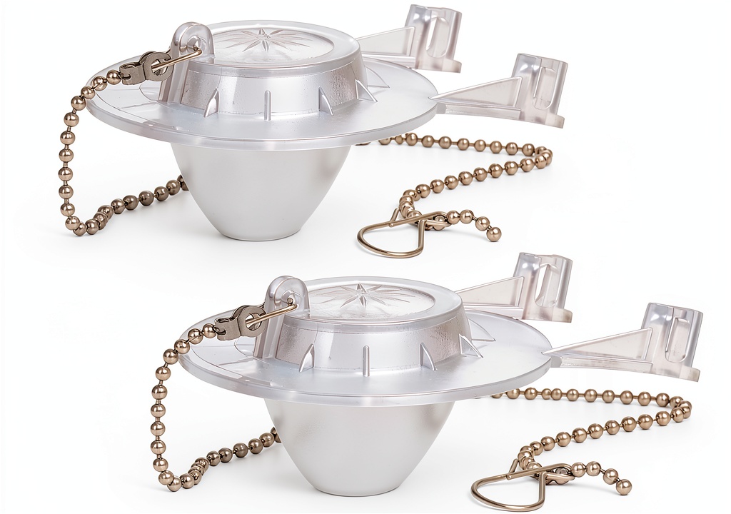 Transparent toilet flapper installed in a bathroom tank